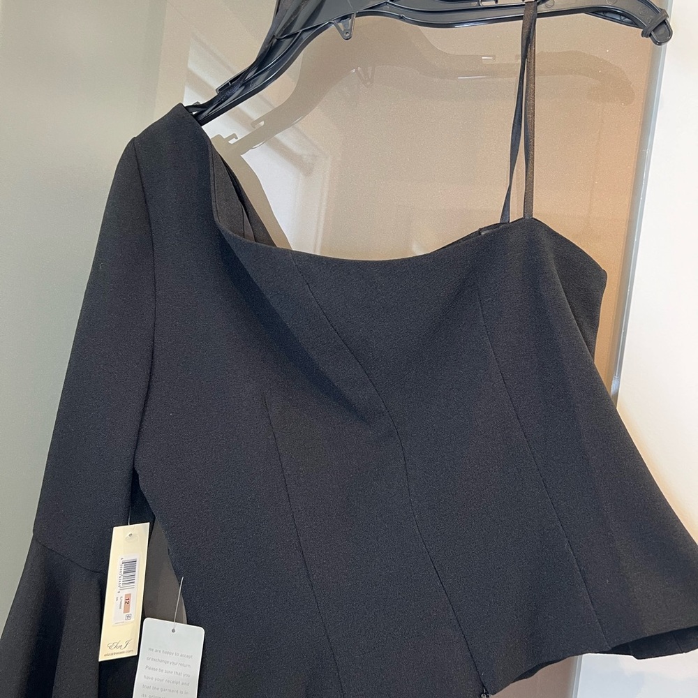 Eliza J Black Asymmetrical Blouse